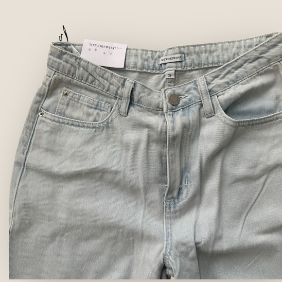 WeWoreWhat |  Mid Rise Distressed Straight Leg Jeans - Size 26 - Picture 5 of 10